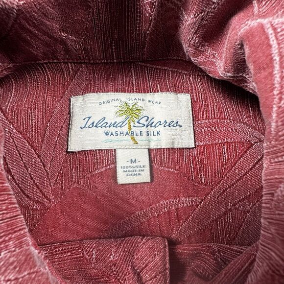 Lot of 3 Silk Beach Shirts Men M,M,L Floral SS Red Blue Beige Hawaiian Tropical - Picture 12 of 16